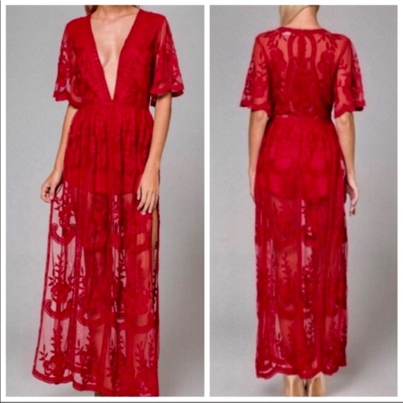 NWT Honey Punch Lace Romper Dress on Top - Picture 4 of 4